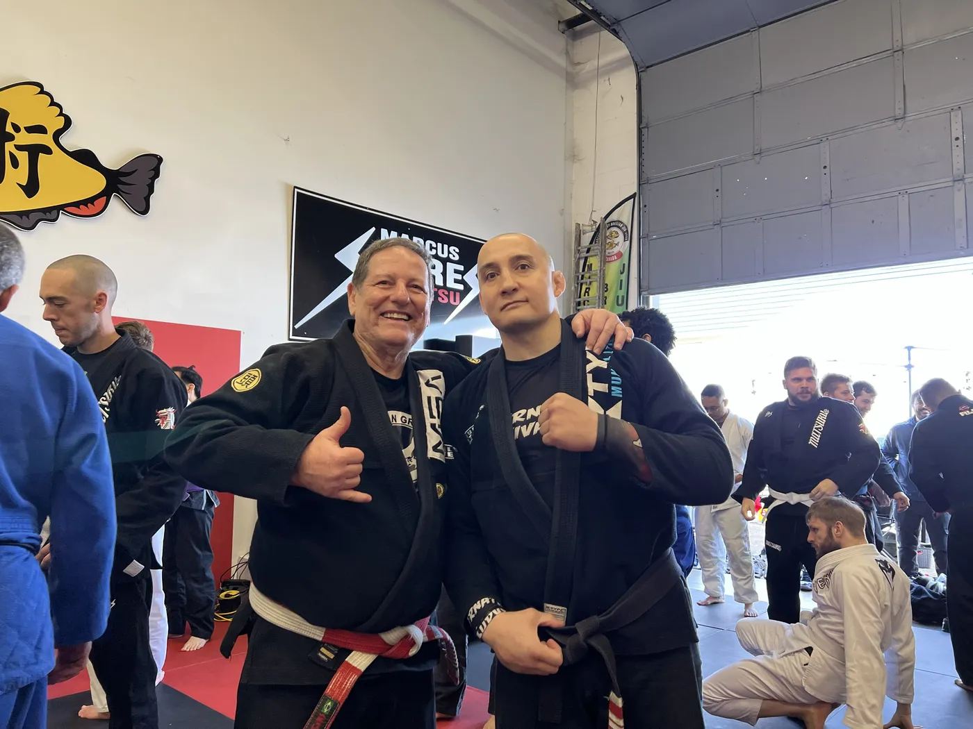 Marcus Soares with Denis Kang, the UFC and PRIDE veteran, at the Langley academy